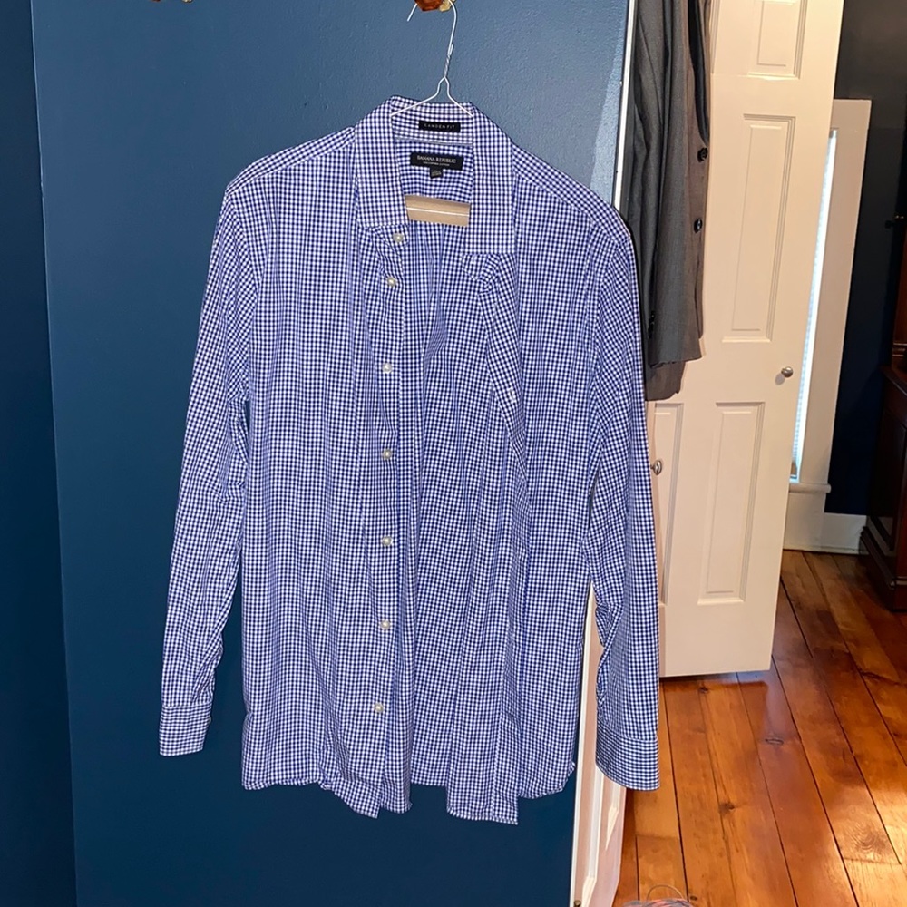 Banana Republic blue gingham dress shirt